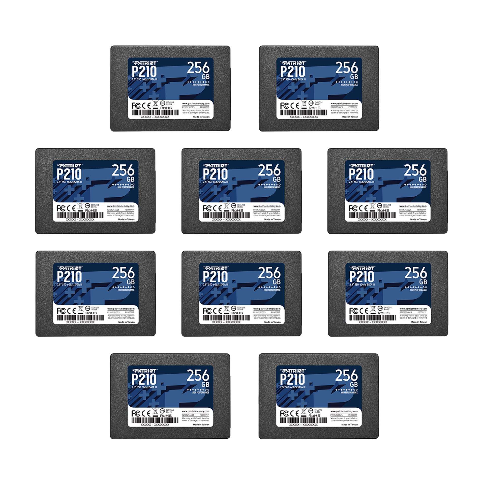 Patriot P210 Sata 3 256Gb Ssd 2.5 Inch Internal Solid State Drive 10 Pack, Lot Of 10   P210S256G2510